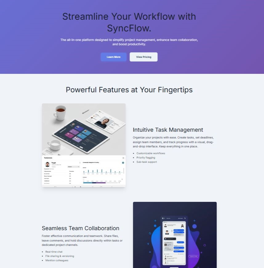 SyncFlow SaaS Demo Screenshot