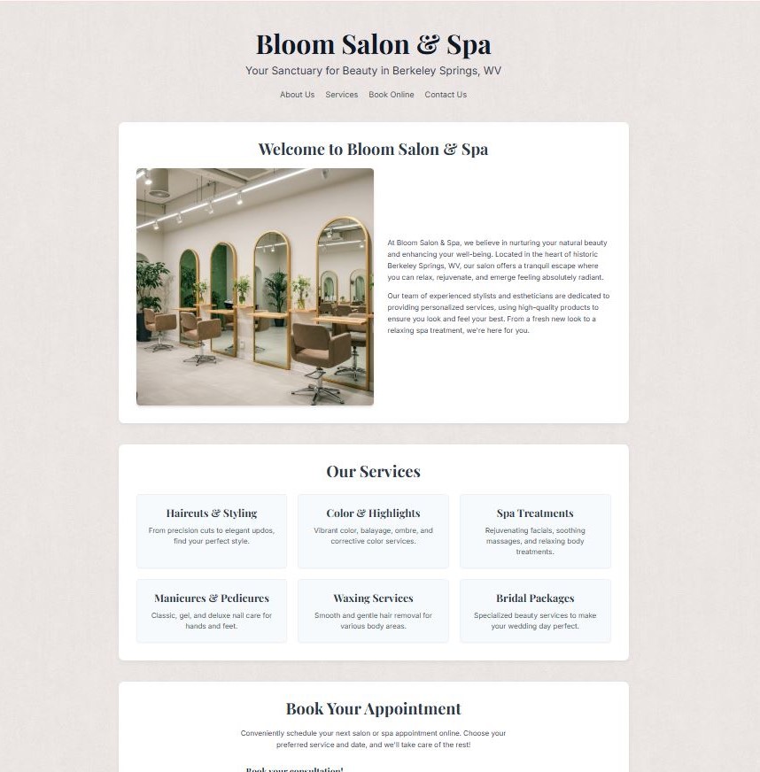 Salon Website Demo Screenshot